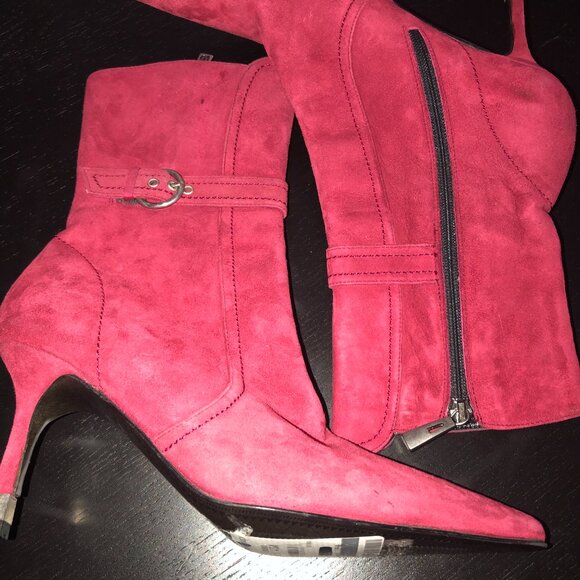 Booties- Claudia Ciuti; Size - 4.5; Suede, Maroon - Picture 1 of 8
